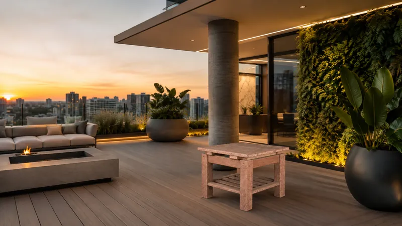 Mesa Centro Quadrada EcoÚtil linha Eco Móveis, referência MV 12, móvel de madeira ecológica para área externa