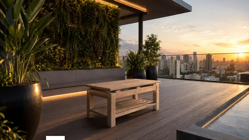 Mesa Centro Retangular EcoÚtil linha Eco Móveis, referência MV 06, móvel de madeira ecológica para área externa